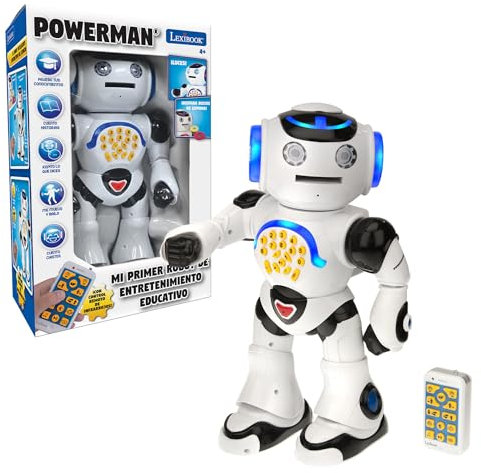 LEXIBOOK, Powerman, Mi Robot Interactivo para Aprender y Jugar, per imparare e giocare, para niños, Baila, Reproduce música Cuenta Chistes, Lee Cuentos, dispara Discos, ROB50ES