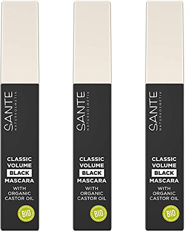3 x SANTE Naturkosmetik Classic Volume Mascara 01 black Wimperntusche vegan je 8ml