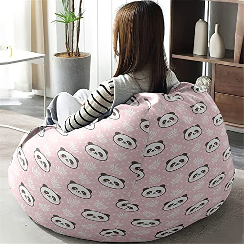 Treer Fodera per Pouf a Sacco, Motivo Cartone Animato Pouf Poltrona Sacco Senza Imbottitura/Copertura per Pouf Sacco/Copertura per Poltrona Sacco (90x110cm,Panda Carino)