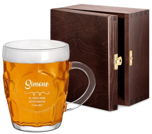 Maverton Boccale birra con incisione - bicchiere da birra personalizzato 500 ml con manico per uomo - calice birra - bicchieri personalizzati con nome - per compleanno - Testimone