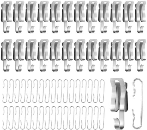 Tyatocepy 100 Piece Heat Cable Roof Clamps and Spacers, Metal De-Icer Cable Hooks and Spacer Set for Gutter Heating Tape Clamps for Outdoors, Easy Installation