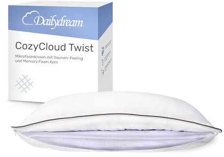 Dailydream CozyCloud Twist Mikrofaserkissen und Memory Foam Kissen zum Wenden, 65 x 45cm