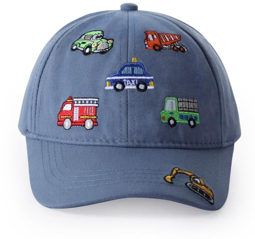 Pop Your Dream Embroidered Baseball Caps for Boys Girls Fire Truck Excavator Trucker Hat Funny Adjustable Summer Hats Age 3-8