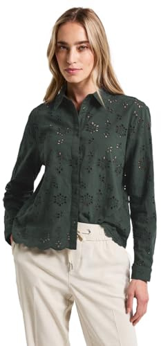 Street One Damen A345738 Hemdbluse mit Lochstickerei, Mid Green, 44