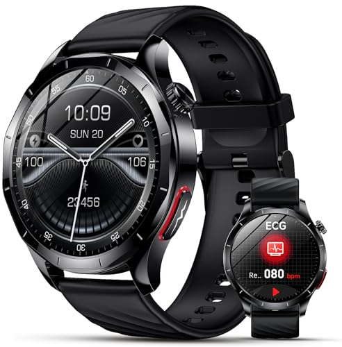 2026 New Smart Watch for Men with Blood Pressure & ECG, 1.43AMOLED Fitness Tracker with Bluetooth Calls/SOS Help, 24/7 Heart Rate/SpO2/Sleep Monitor, 120 Sports Modes, IP68 Waterproof for Android iOS