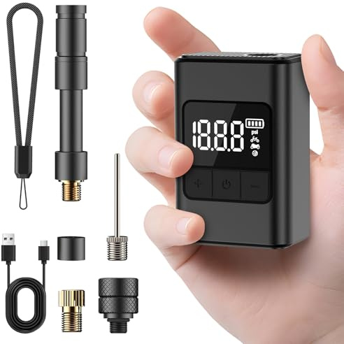 Electric Bike Pump, Mini Electric Bike Pump, Mini bike pump, 120 PSI Portable Bicycle Tire Pump, Max 150 PSI, with Pressure Gauge, Road and Mountain Bicycle Pump, for E-Bike, Mountain Bike, City Bike