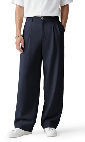 Heyfanee Pantalon Homme Habillé Taille Elastique Baggy Chino Pantalon Costume Homme Large