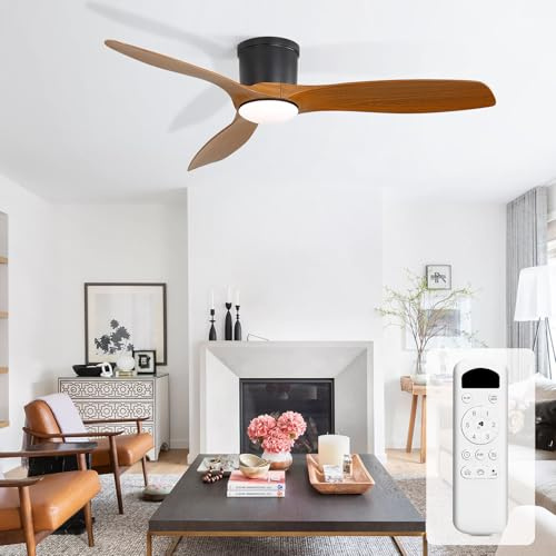 Sofucor 132cm Ventilatore da Soffitto con Luce LED, Dimmerabile 3CCT, Telecomando, 6 Velocità, Timer, Silenzioso Lampada Ventilatore da Soffitto per Soggiorno, Cucina