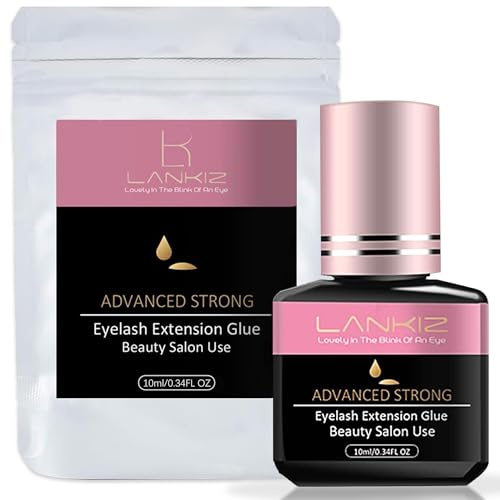 10ML Wimpernkleber für Wimpernverlängerung, Eyelash Extension Glue 1-2s Trocknungszeit 6-8 Wochen Wimpernkleber Dauerhaft Wimpern Extensions Kleber Schwarz Wimpern Kleber LANKIZ