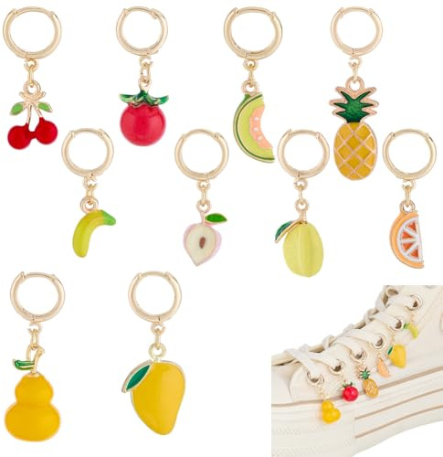 DELORIGIN 10 Pezzi Frutta Scarpiera Ciondolo Per Sneaker Lacci Con Anello Decorazione Scarpa In Lega Lacci Ciondoli Clip Accessori Per Borsa Stivali