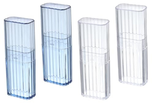 Vauki Contenitore per bastoncini di cotone, 4 pezzi, portatile, per bastoncini di cotone e stuzzicadenti, piccolo supporto per tamponi di cotone trasparente per viaggi, scatola per viaggi e casa