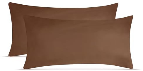 leevitex Jersey Kissenbezug 40 x 80 cm | 2er Set | 100% Baumwolle | 170 g/m² | Öko-Tex | Schokobraun/Dunkelbraun