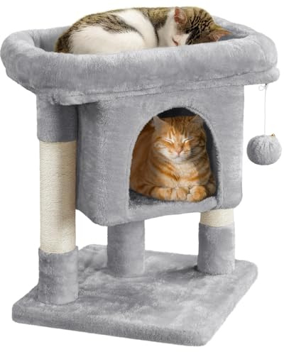 Yaheetech Tiragraffi Albero per Gatti con Posatoio Grande Graffiatoio per Gatti 40,5 x 40,5 x 59 cm Grigio Chiaro