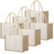 TOPTIE Lot de 6 Sacs fourre-Tout en Toile de Jute avec poignées en Coton, Sacs de Mariage de Demoiselle d'honneur, Sacs d'épicerie réutilisables, Fourre-Tout de Plage