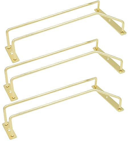 zoohot Lot de 3 supports à verres à vin dorés de 24,5 cm, porte-verres à pied en acier inoxydable, support à suspendre pour cuisine, bar