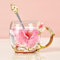 Wisolt Geschenke für Frauen, Geschenke für Mama, Geschenke für Frauen Weihnachten, Mutter Geschenk, Oma Geschenk, Geschenke für Freundin, Emaille Glas Blume Teetasse Kaffeebecher mit Löffel Set
