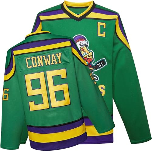 MEBRACS 96 Conway Mighty Ducks Movie Youth Ice Hockey Jersey for Kids (Green96, Medium)