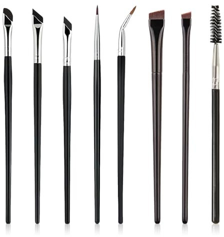 SPOKKI 8 Pezzi Pennelli per Eyeliner, eyeliner sopracciglia, Set Pennelli per Trucco, Professionale per Trucco Occhi, Kit di Pennelli per Eyeliner, pennello sopracciglia, Trucco per Occhi di