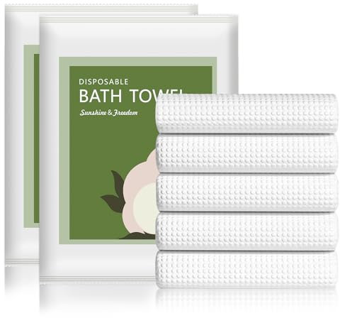Tvvcalk 10pcs Einweg Duschtücher, Einweg Badetücher Tragbar, Einzeln Verpackte, Einweg Badetücher aus Vliesstoffe, Einweg Handtücher für Duschtücher, Hotel, Spa, Reisen,70 * 140 cm