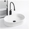 Badezimmerspüle 20 x 13 Weißes Badezimmer-Waschbecken, modernes Aufsatzwaschbecken, Porzellan-Keramik-Waschbecken, Kunstwaschbecken mit Wasserhahn Wendewaschtisch(Black faucet set)