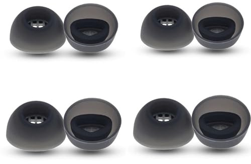 4 Paar Silikon-Ohrstöpsel für Jabra Elite 10 Ohrhörer, 4 Größen Weichgummi Ohrstöpsel Flügelspitzen mit Netz Fit im Etui Kompatibel mit Jabra Elite 10-Schwarz