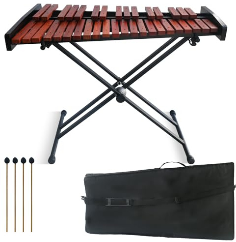 SOCROTO 37 Noter Glockenspiel 37-tangenter trä xylofon professionell Marimba glockenspiel xylofon med justerbart höjdstativ xylofoner instrumentkit med klubbor och väska