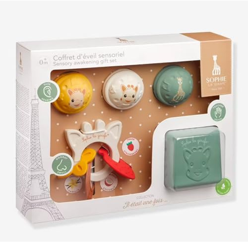 SOPHIE LA GIRAFE - Coffret d'Éveil des 5 sens - Jouet Educatif - Kit Complet - Developpe les Sens de Bébé - L'Ouïe, le Toucher, l'Odorat, la Vue et le Gout