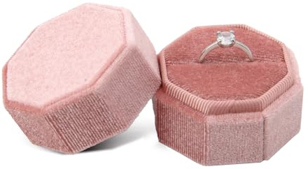Bototack Velvet Ring Storage Box Small Jewellery Ring Gift Box for Engagement Wedding Valentine's Day (Pink)