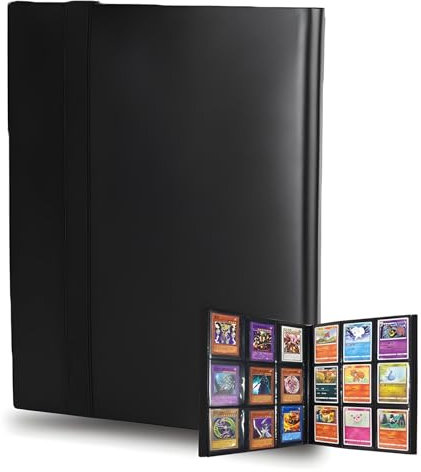 9-Pocket Trading Card Binder, 20 Pages Holding 360 Pockets, PU Trading Card with for Loading Slot Trading Card Album Folder - Board, Collectible and Trading Card Games (Black)