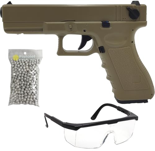 THE REPLICANT Pack Airsoft Pistolet Électrique AEP / CM030S Automatique/Coup par Coup et Rafale/Tan (Désert) / Plastique ABS et Métal/Puissance 0.5 Joule/Livré avec Accessoires