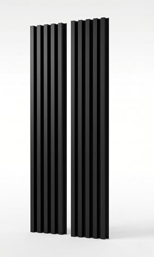 MEBANO. Akustikpaneler på svart skiva 2 st x (26,5x240 cm) väggpanel färg: svart matt MDF väggbeklädnad inomhus modern ribbvägg väggdekoration