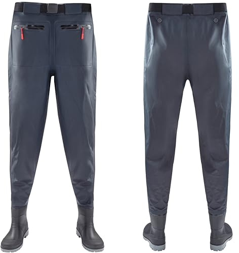 Pantaloni da pesca da uomo in nylon 3D, impermeabili, taglia 40-45, da donna, traspiranti, impermeabili, con stivali, per cantieri, pesca, fattorie, Blu scuro, 41