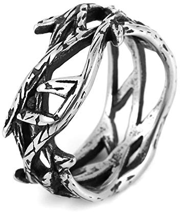 HZMAN Jésus Couronne d'épines Bague gothique en acier inoxydable pour homme Cadeau, Métal non précieux, Aucune pierre précieuse