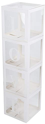 KIMISS Accesorios de Decoración para Baby Shower + Caja Transparente para Globos de 4 Piezas con Letras + Caja Transparente para Almacenamiento de Globos + Hogar y Cocina/Suministros para Eventos y