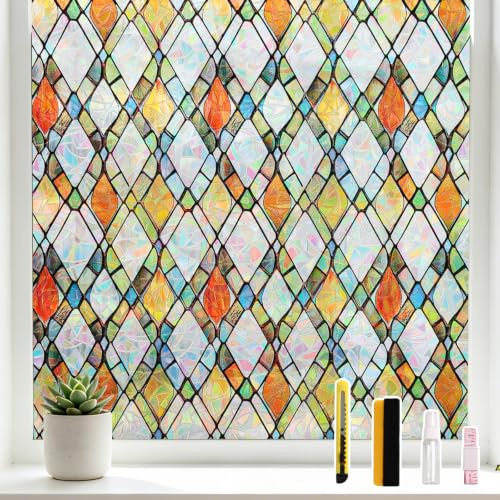 KROMAPOLIS Vinilo Ventana Privacidad, Vinilo Ventana Vinilos para Cristales, Vinilo Arcoíris Adhesivo Cristal, Pegatina Cristal Privacidad Decoración Dormitorio Cocina Window Film - 44.5x200cm