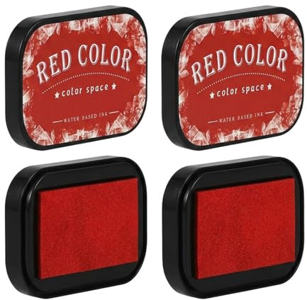 2 PCS Patterned Red Ink Pad, Decorative Stamp Pads with Design Texture, Craft Ink Pads for Artistic Impressions, Red Pigment Pads for Stamping Projects