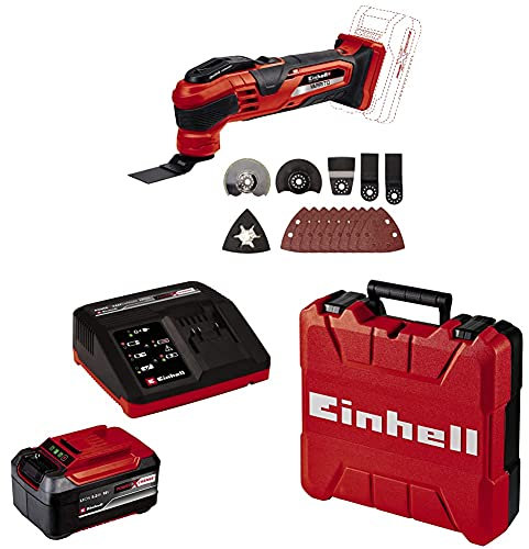 Einhell Akku-Multifunktionswerkzeug VARRITO Power X-Change (Li-Ion, 18V, 22000-40000 min-1, Schnellspannverschluss, Werkzeugaufnahme 12-fach einstellbar, inkl. 5,2 Ah Akku, Fastcharger & E-Box S)