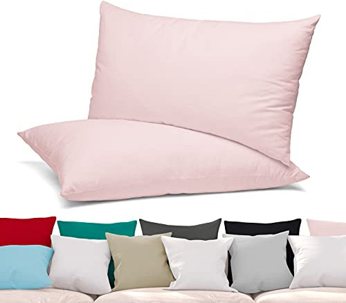 BEAUTEX 2er Set Kissenbezug, Kissenhülle aus gekämmter Baumwolle, Premium Jersey 160g/m², Größe und Farbe wählbar (40x40 cm, Rosa)