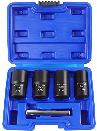 CENPEK 5Pcs Twist Socket Set,1/2 Inch Drive Damaged Bolt Remover, Grip Nut Extractor Socket Sets for Removal of Locking Wheel Nuts 17mm, 19mm, 21mm and 22mm