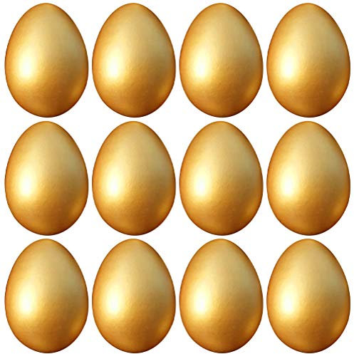 TOYANDONA Goldene Osterei 12 Stücke Holz Osterei Kinder Ostern Spielzeug Ostern Party Gefälligkeiten Wohndekorationen Liefert Golden