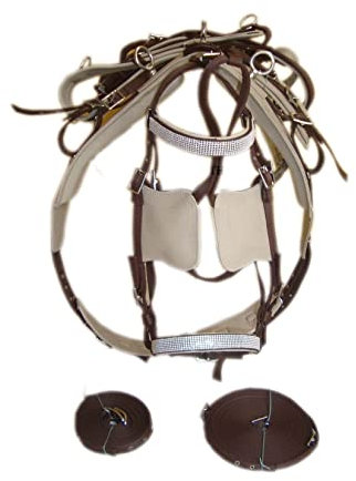 SHOWMEN CRAFT beige/brun syntetisk nylon häst körsele för singelhäst (COB)