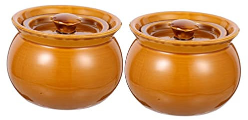 Cabilock 2 Stück Topf Keramik Suppentopf Schmorpfanne Mit Deckel Keramikgeschirr Küchenbedarf Küche Suppe Schmortopf Keramiktopf Gewerbe Schmortopf Hühnerbrühe Kochtöpfe Snack Schmortopf