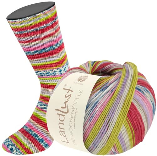 LANA GROSSA Landlust die Sockenwolle | Garn aus Merinowolle in verschiedenen Farben | Handstrickgarn aus 80% Schurwolle (Merino) & 20% Polyamid | 100g Wolle zum Stricken & Häkeln | 420m Garn FB311