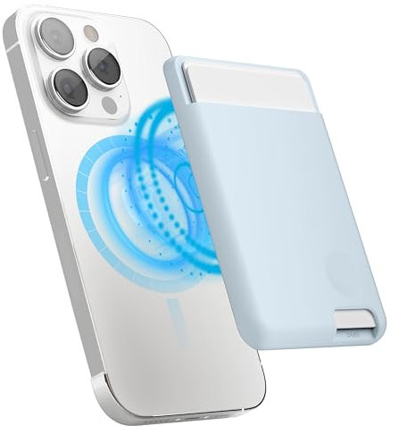 elago Cartera Tarjetero Magnético-2 Tarjetas Compatible con MagSafe, iPhone 17/16/15/14/13/12 - Cartera Segura para Teléfono, Larga Duración, Protección contra Arañazos y Daños (Azul Claro)