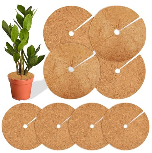 8 Pièces 20cm et 30cm Disque de Paillage Disque de Coco Disque de Protection Plante Disque de Paillage en Noix de Coco Tapis en Coco Protection Hivernale Tapis de Coco Protection Hivernale de Plantes