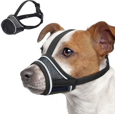 Small Dog Muzzle Puppy Anti Bark Muzzle for Dogs, Adjustable Dog Muzzles Reflective Breathable Mesh Soft Muzzles for Small Dogs Chihuahua (Black, S)