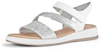 Gabor Damen Riemchensandalen, Frauen Sandalen,Sommerschuhe,Freizeitschuhe,offene Schuhe,Strandschuhe,Sandaletten,Silber/Weiss,36 EU / 3.5 UK