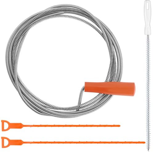 REJOECE Furet Deboucheur Canalisation 5M*6mm, Furet Deboucheur Evier Professionnel, Furet Déboucheur Avec Manivelle, Spirale di pulizia dei tubi, Kit Debouchage Cheveux Douche Pince à Griffes