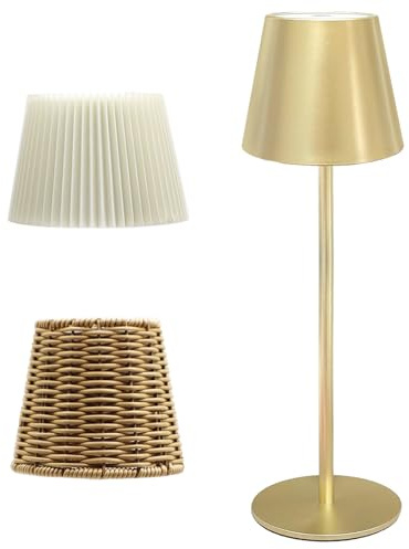 Tischlampe LED Kabellos Goldene Dimmbare Tischleuchte Innen-Außen-Ambientebeleuchtung ANTELA 3000K/4000K/5000K,1PC
