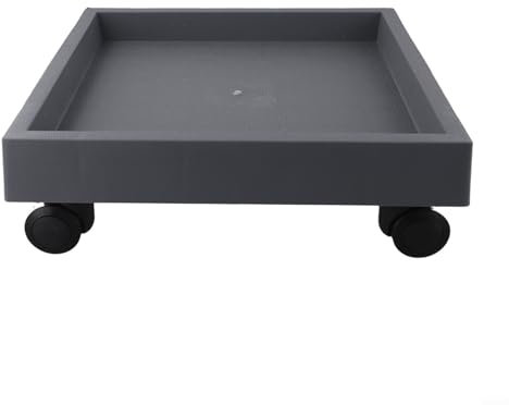 Sottovaso quadrato mobile per piante in vaso, supporto per piante in vaso da esterno, sottobicchiere con ruote, supporto in plastica resistente alle intemperie, grigio (interno 27 cm)